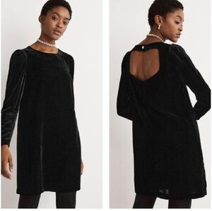 Boden jeweled Shift Black velvet long sleeve back detail dress Holidays Dress